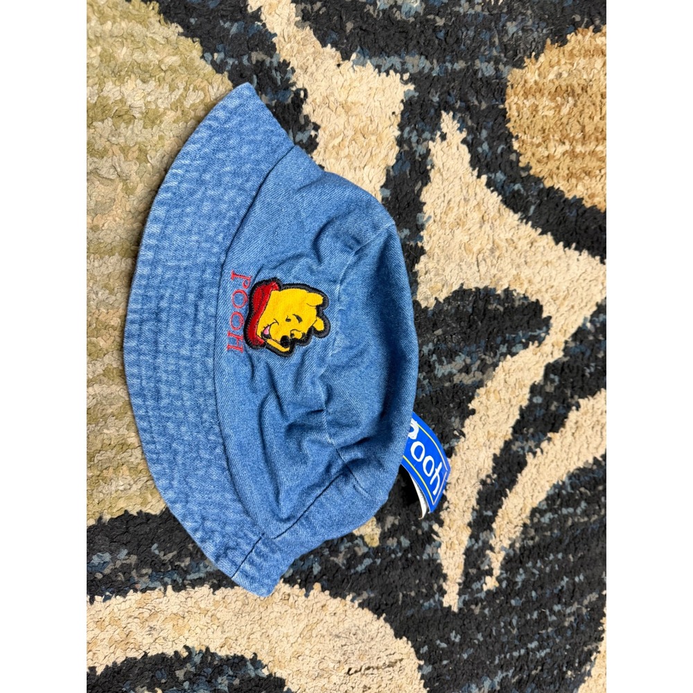 Vintage Disney Winnie the Pooh Denim Bucket Hat Blue Embroidered 90s Accessory